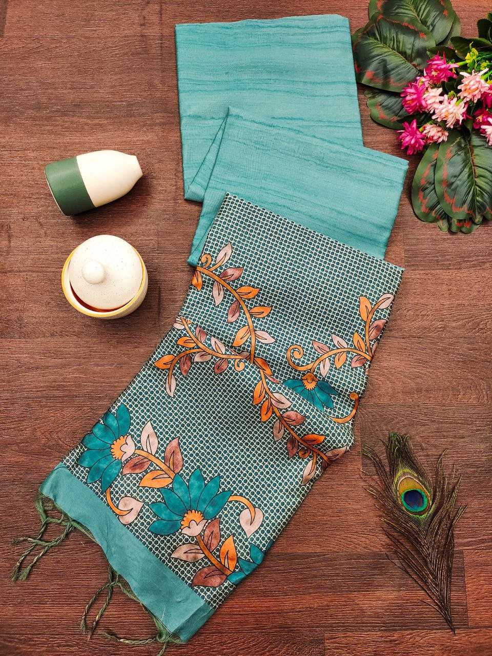 Ynf Tussar Silk KESH532 YOGITA FLOWER Silk Sarees Wholesale Tussar Silk Sarees Manufacturer