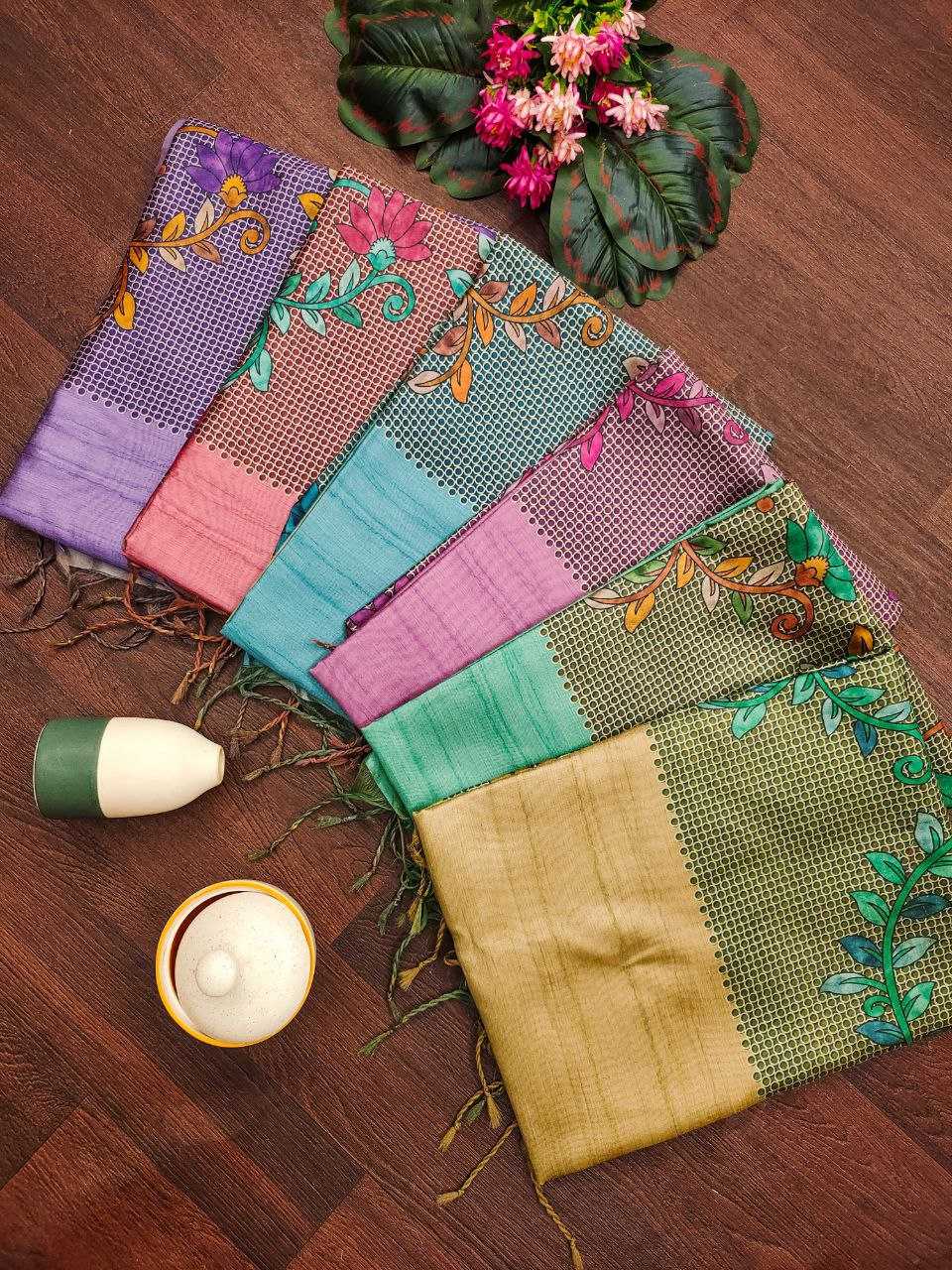 Ynf Tussar Silk KESH532 YOGITA FLOWER Silk Sarees Wholesale Tussar Silk Sarees Manufacturer