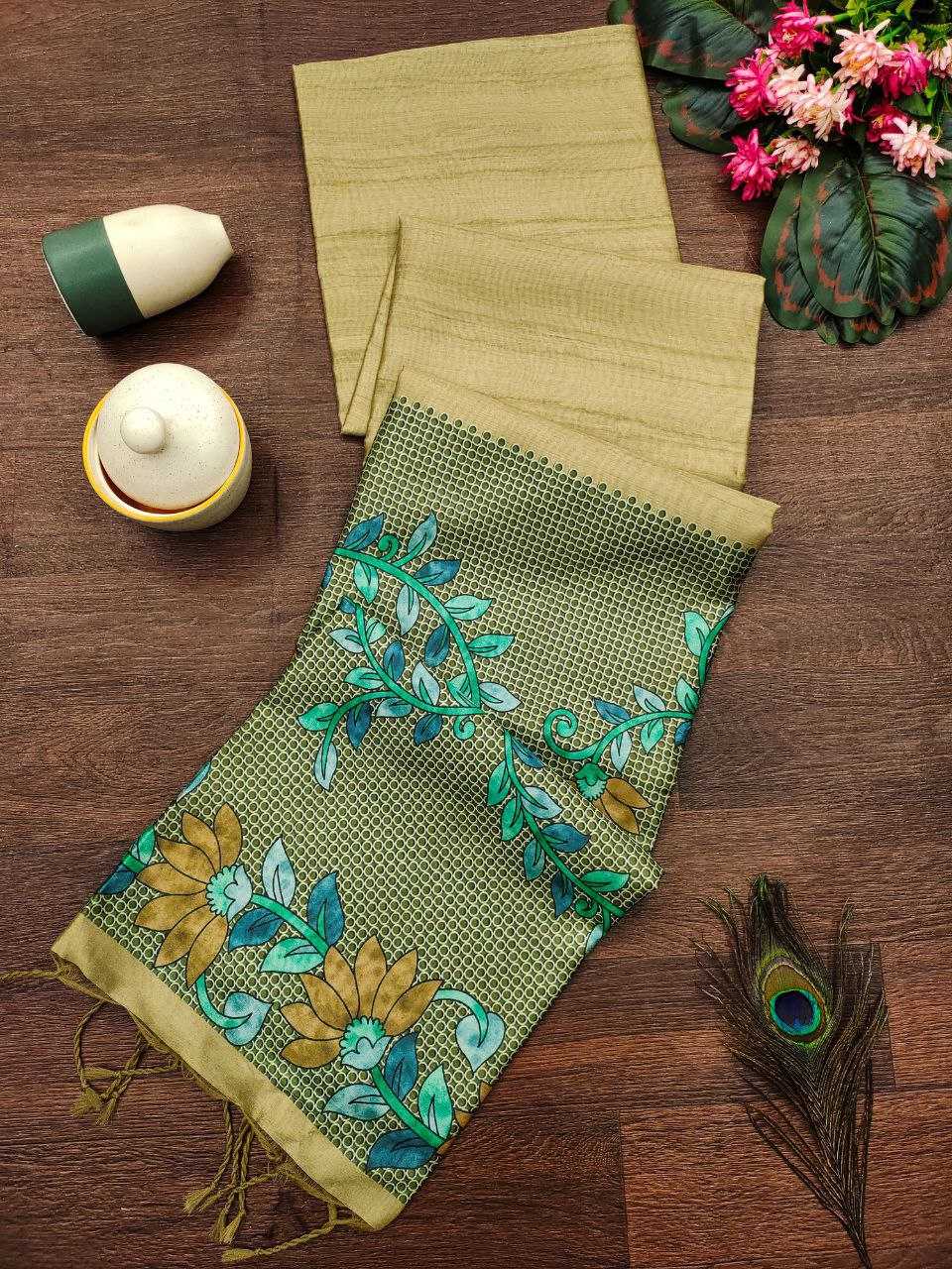 Ynf Tussar Silk KESH532 YOGITA FLOWER Silk Sarees Wholesale Tussar Silk Sarees Manufacturer