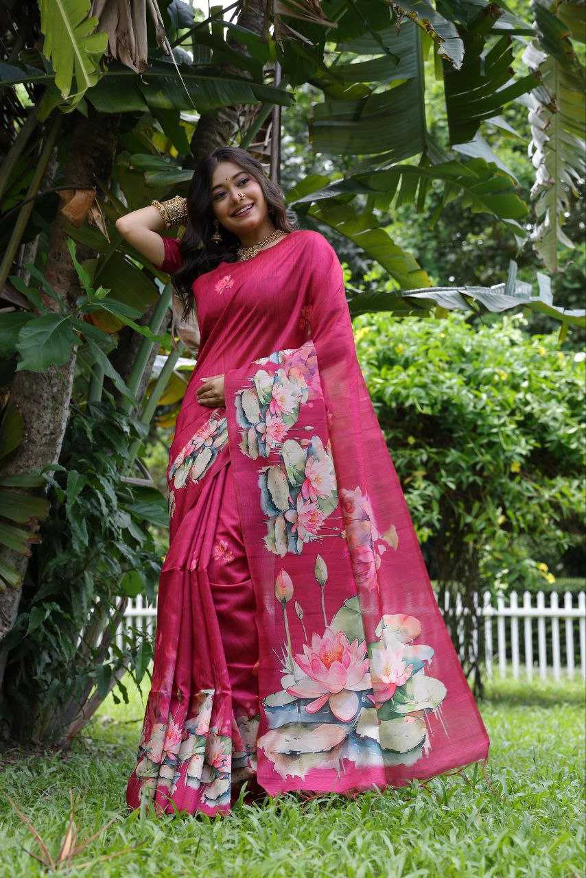 Ynf Tussar Silk KESH532 YOGITA LOTUS 3 Silk Sarees Wholesale Tussar Silk Sarees Manufacturer