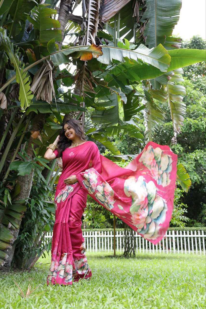 Ynf Tussar Silk KESH532 YOGITA LOTUS 3 Silk Sarees Wholesale Tussar Silk Sarees Manufacturer