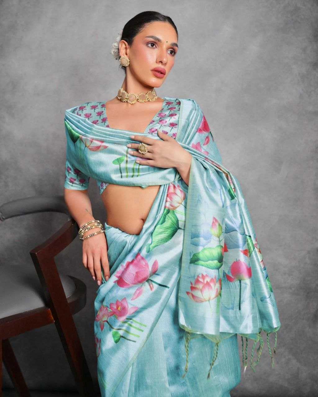 Ynf Tussar Silk KESH532 YOGITA LOTUS Silk Sarees Wholesale Tussar Silk Sarees Manufacturer