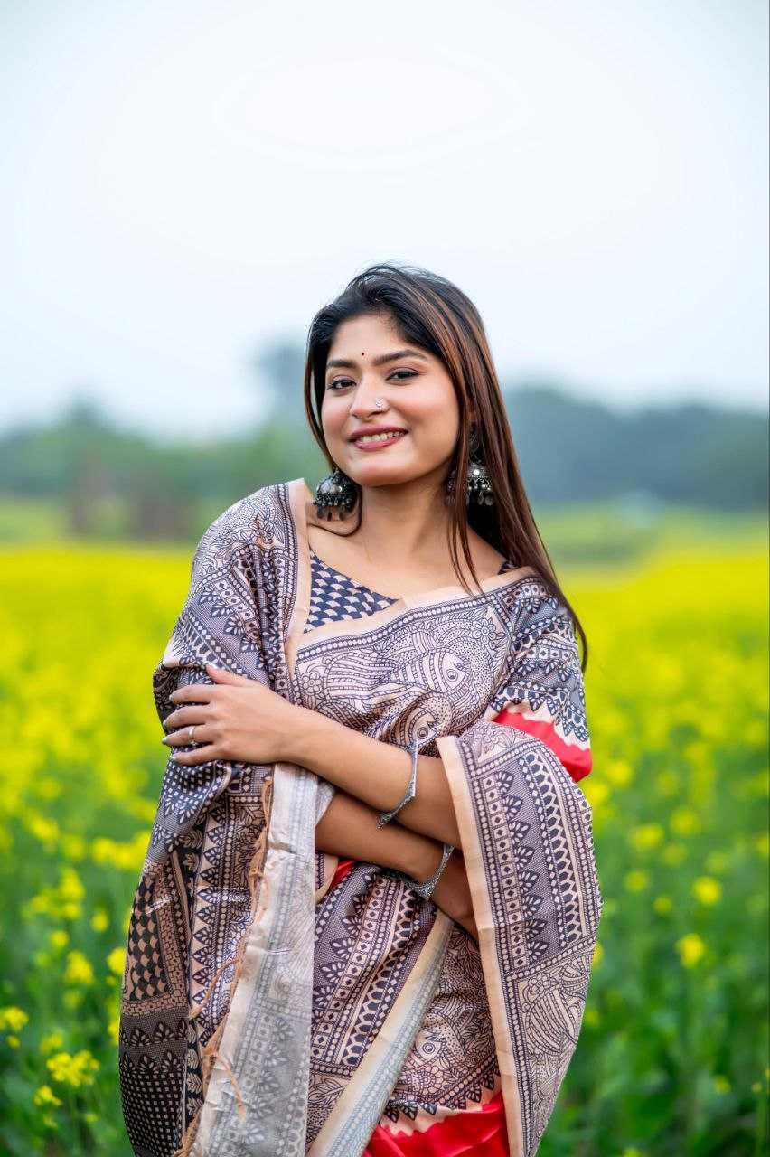 Ynf Tussar Silk KESH532 YOGITA MADHUBANI 3 Sarees Wedding Collections Festive Collections Wholesale Printed Sarees Madhubani Sarees Tussar Sarees Manufacturer