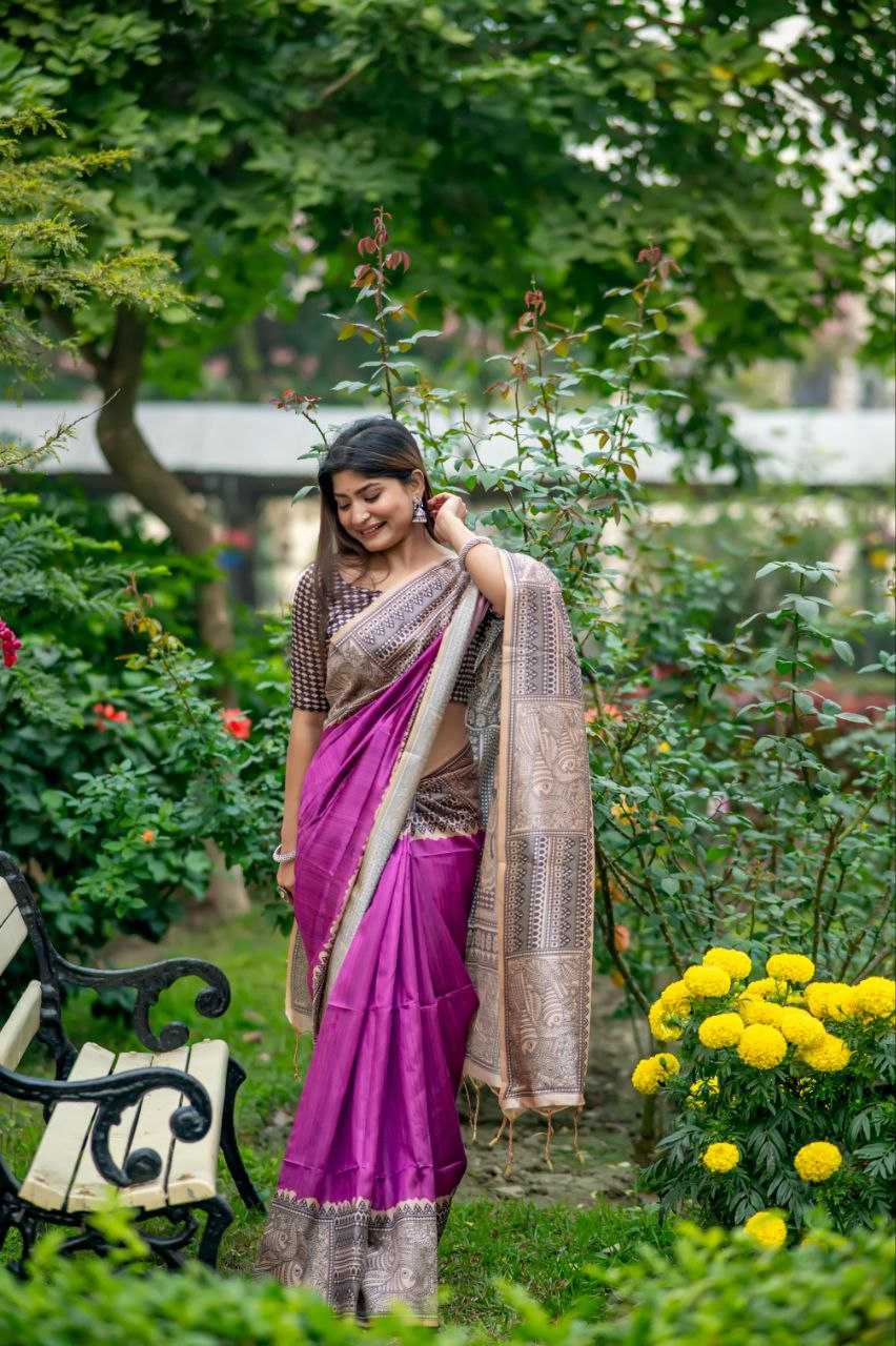 Ynf Tussar Silk KESH532 YOGITA MADHUBANI 3 Sarees Wedding Collections Festive Collections Wholesale Printed Sarees Madhubani Sarees Tussar Sarees Manufacturer