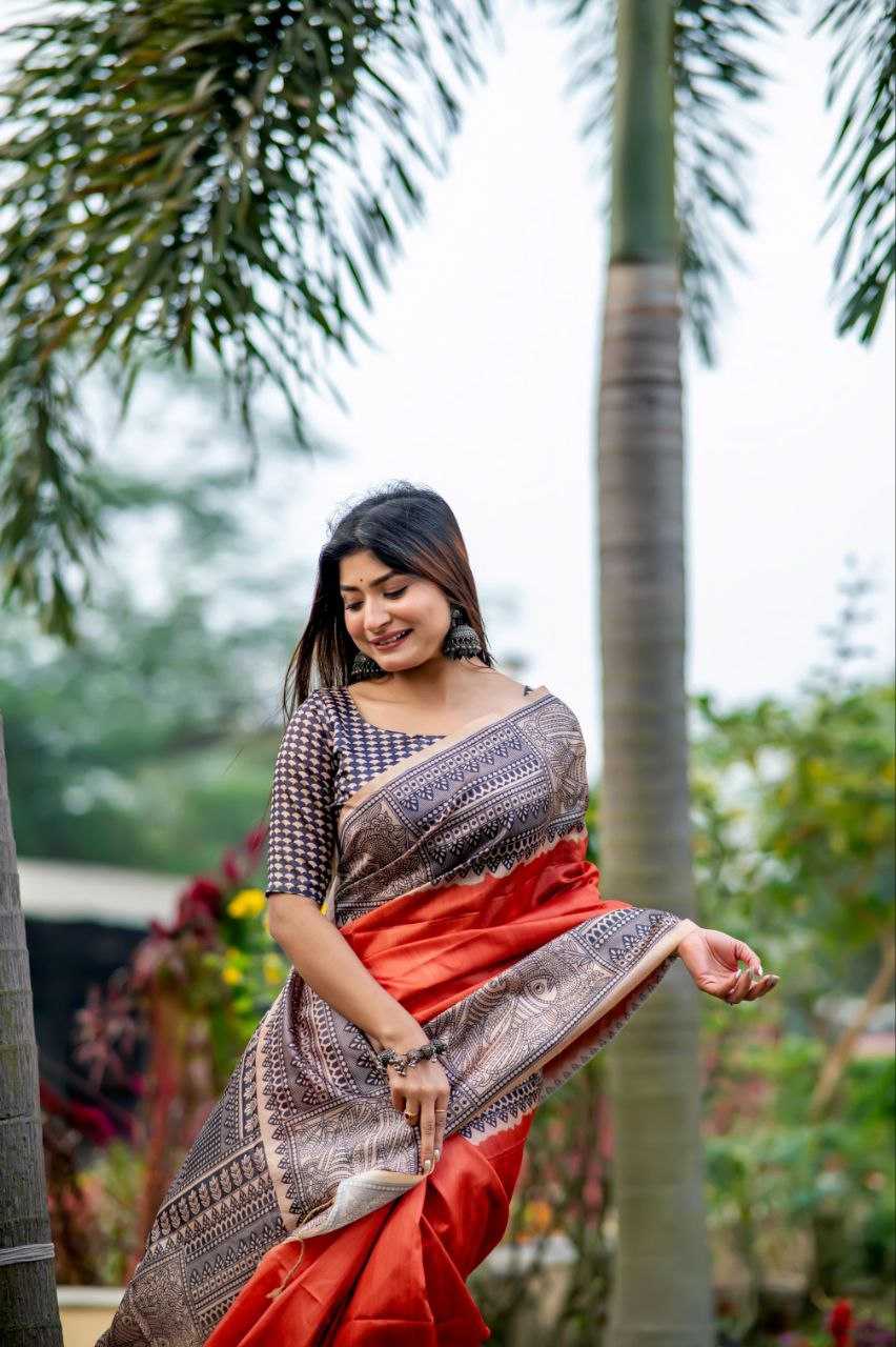 Ynf Tussar Silk KESH532 YOGITA MADHUBANI 3 Sarees Wedding Collections Festive Collections Wholesale Printed Sarees Madhubani Sarees Tussar Sarees Manufacturer