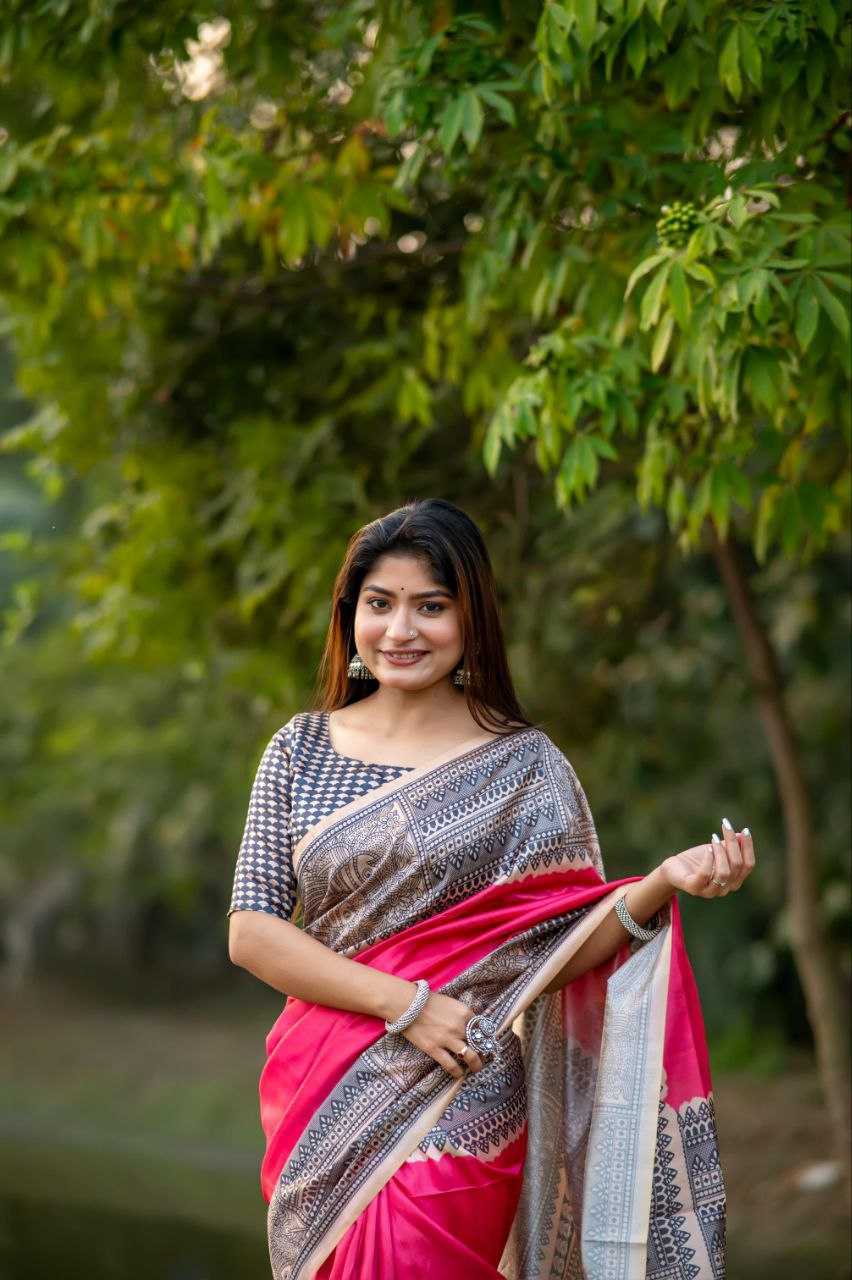 Ynf Tussar Silk KESH532 YOGITA MADHUBANI 3 Sarees Wedding Collections Festive Collections Wholesale Printed Sarees Madhubani Sarees Tussar Sarees Manufacturer