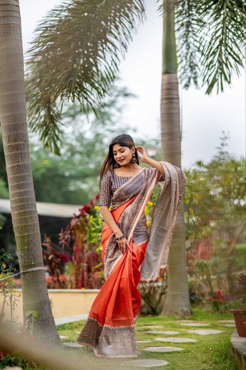 Ynf Tussar Silk KESH532 YOGITA MADHUBANI 3 Sarees Wedding Collections Festive Collections Wholesale Printed Sarees Madhubani Sarees Tussar Sarees Manufacturer