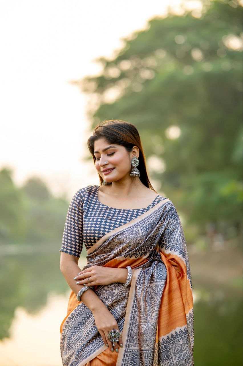 Ynf Tussar Silk KESH532 YOGITA MADHUBANI 3 Sarees Wedding Collections Festive Collections Wholesale Printed Sarees Madhubani Sarees Tussar Sarees Manufacturer
