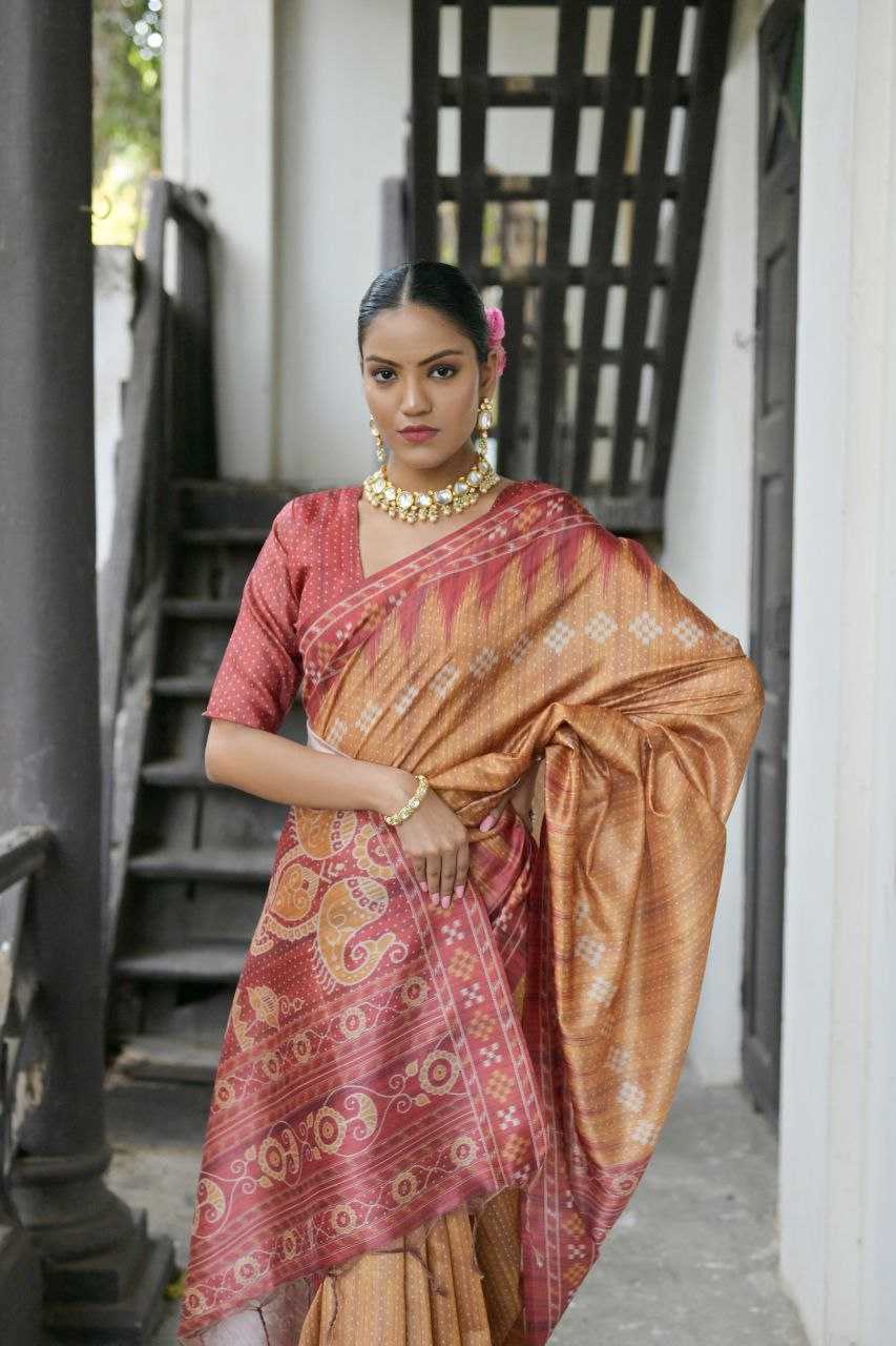 Ynf Tussar Silk KESH532 YOGITA TEMPLE 5 Silk Sarees Wholesale Traditional Silk Sarees Ikkat Silk Sarees Manufacturer