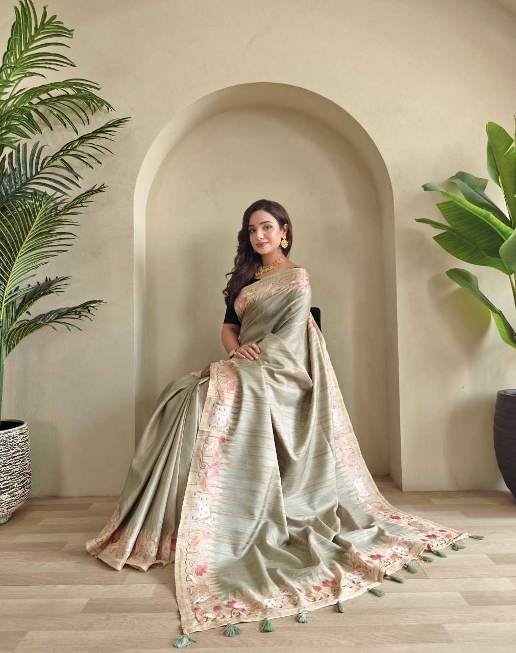 Ynf Tussar Silk RIN197 3014 Sarees Wholesale Designer Sarees Fancy Sarees Bridal Sarees Manufacturer