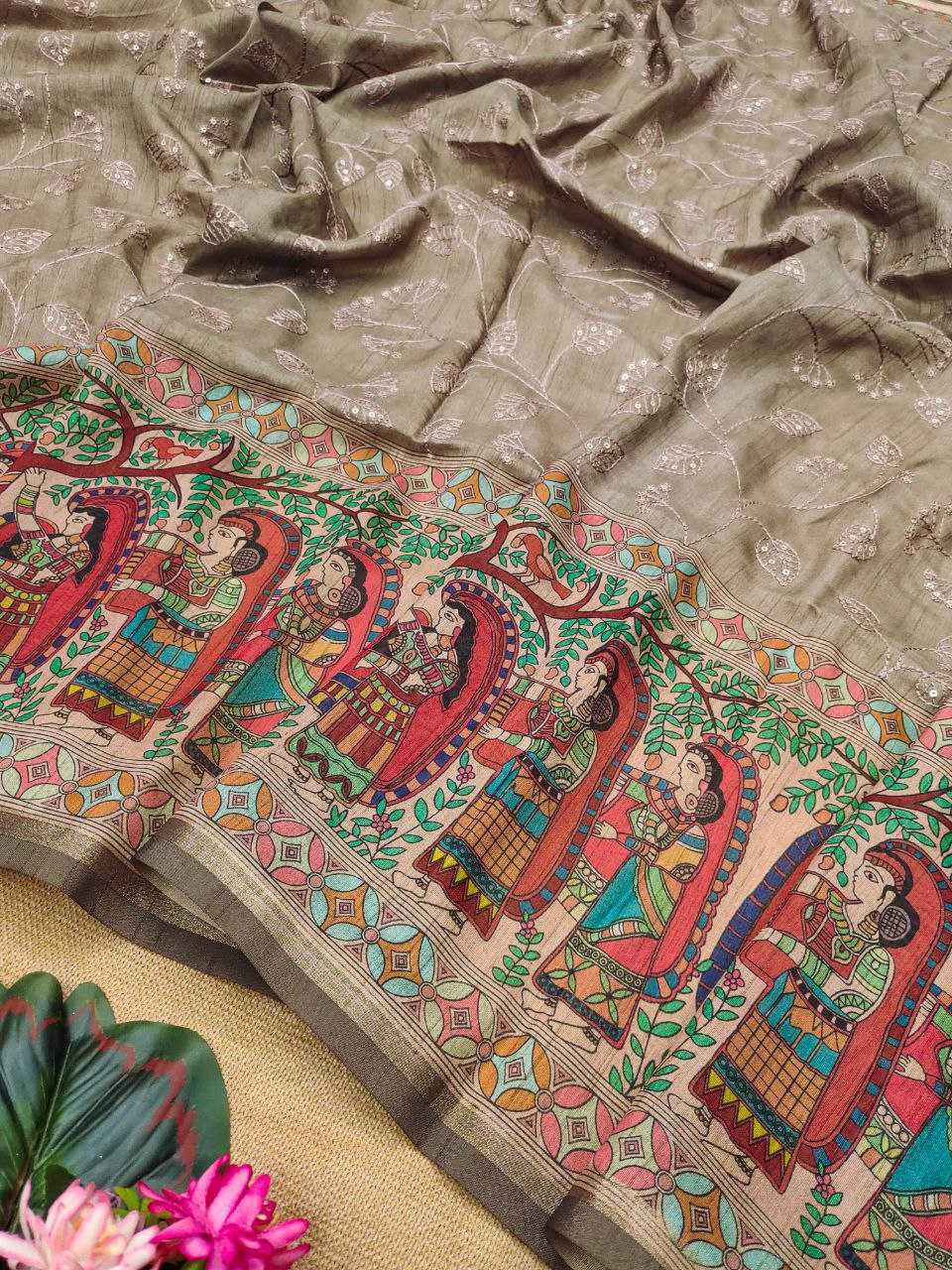 Ynf Tussar Silk RIN207 SANVI KALAMKARI Silk Sarees Wholesale Tussar Silk Sarees Kalamkari Silk Sarees Manufacturer
