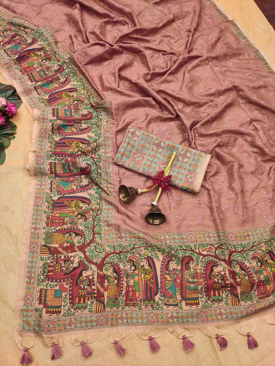Ynf Tussar Silk RIN207 SANVI KALAMKARI Silk Sarees Wholesale Tussar Silk Sarees Kalamkari Silk Sarees Manufacturer