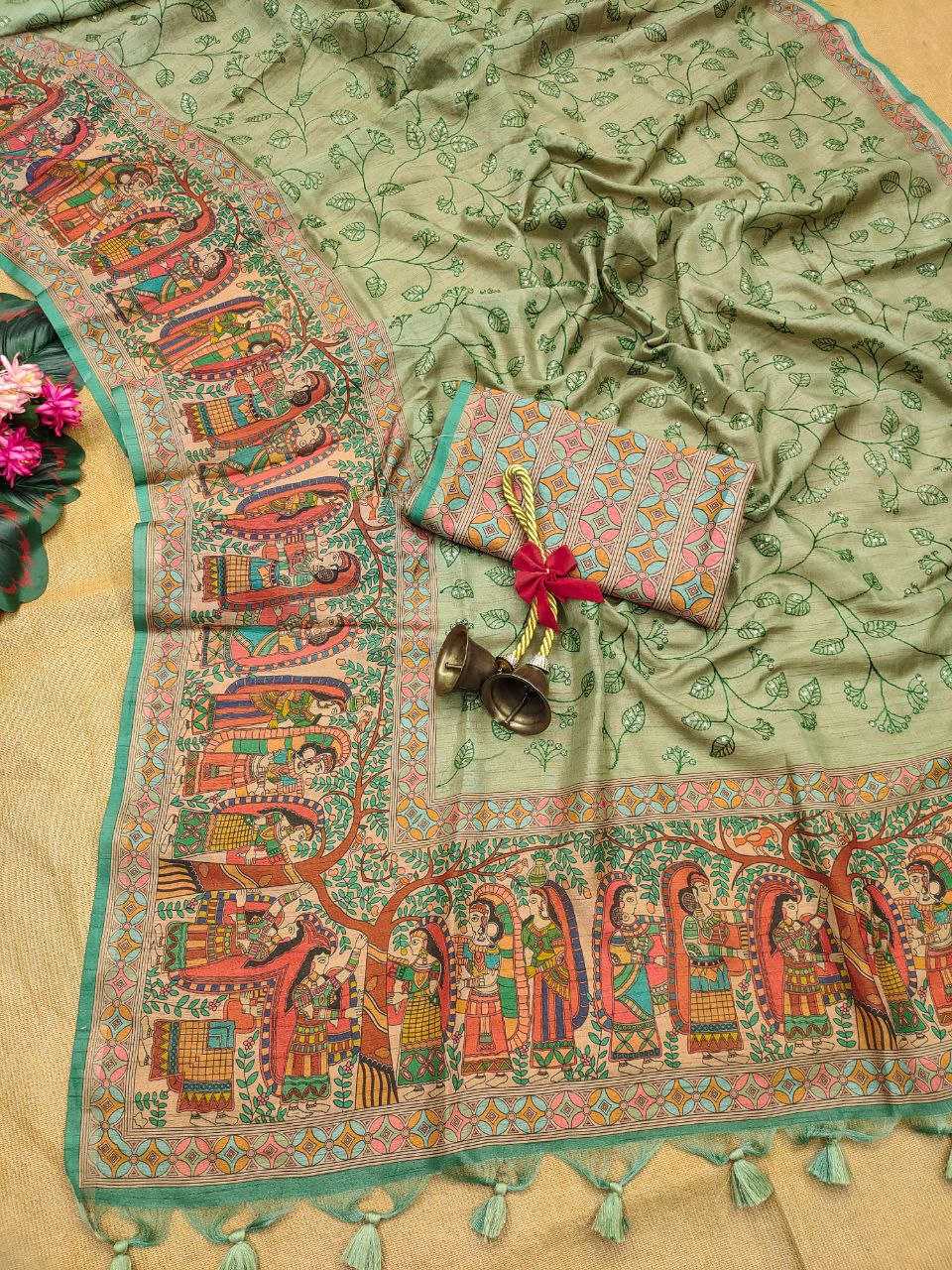 Ynf Tussar Silk RIN207 SANVI KALAMKARI Silk Sarees Wholesale Tussar Silk Sarees Kalamkari Silk Sarees Manufacturer