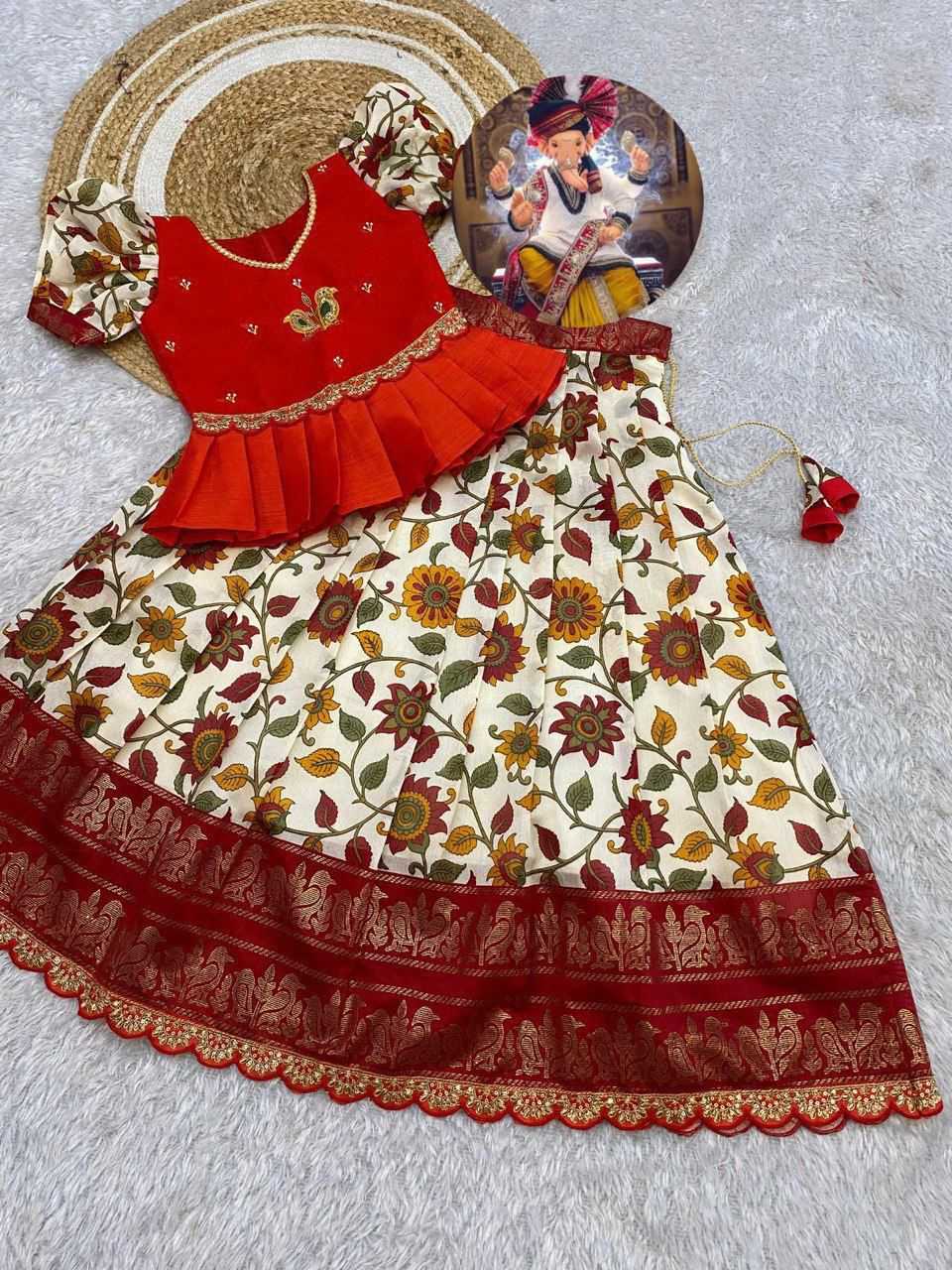 Ynf Tussar Silk RIN235 patuu pavada Kids Wear Festive Collections Wholesale Kids Lehenga Kids Lehenga Choli Onam Collections Manufacturer
