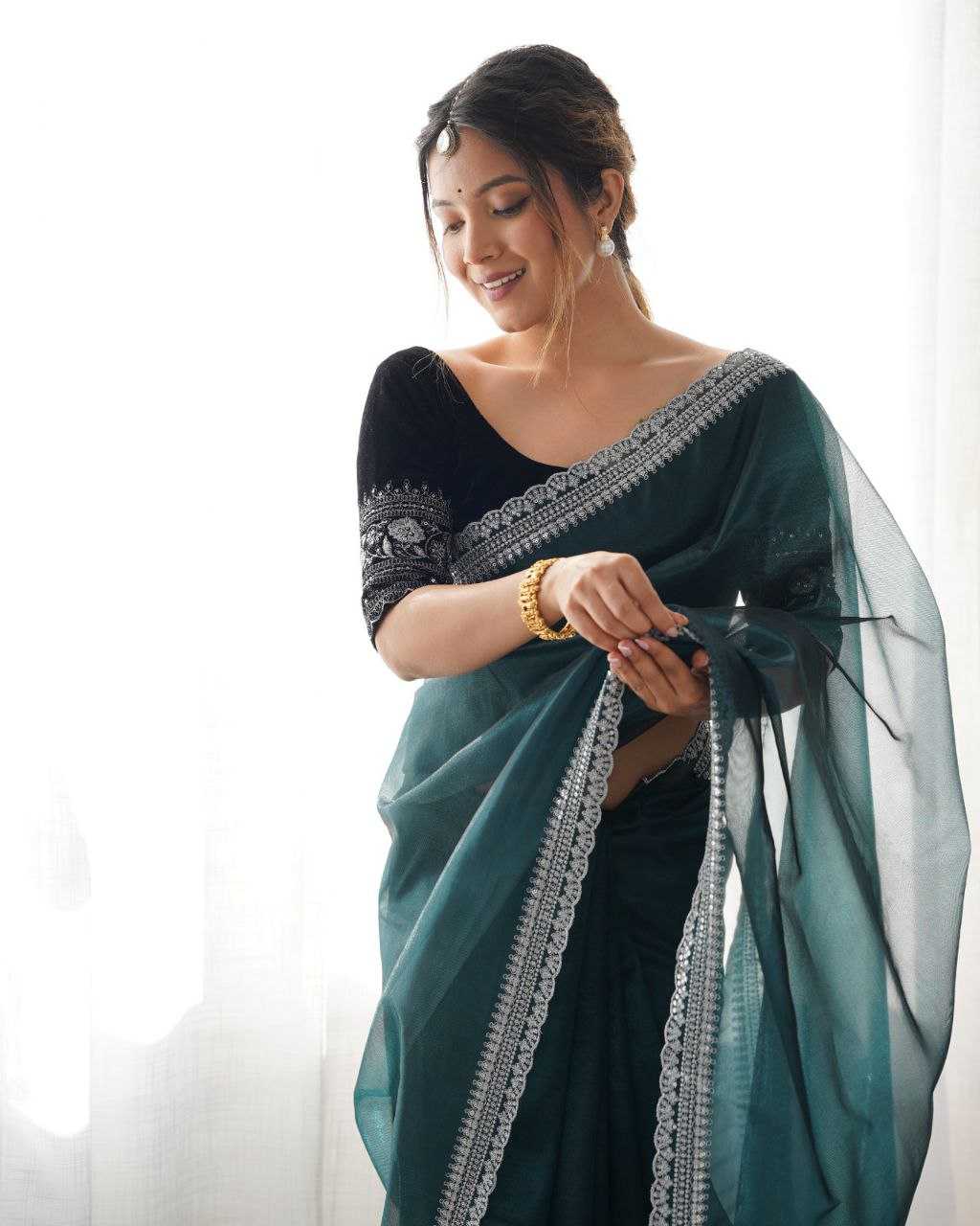 Ynf Twill Net KESH486 photoshoot Sarees Wedding Collections Festive Collections Wholesale Net Sarees Sequins Work Saree Sarees With Blouse Manufacturer