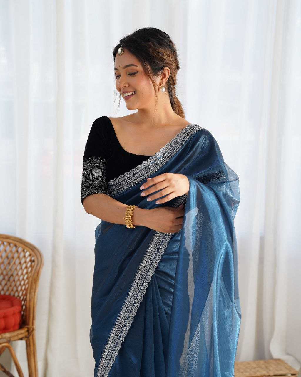 Ynf Twill Net KESH486 photoshoot Sarees Wedding Collections Festive Collections Wholesale Net Sarees Sequins Work Saree Sarees With Blouse Manufacturer