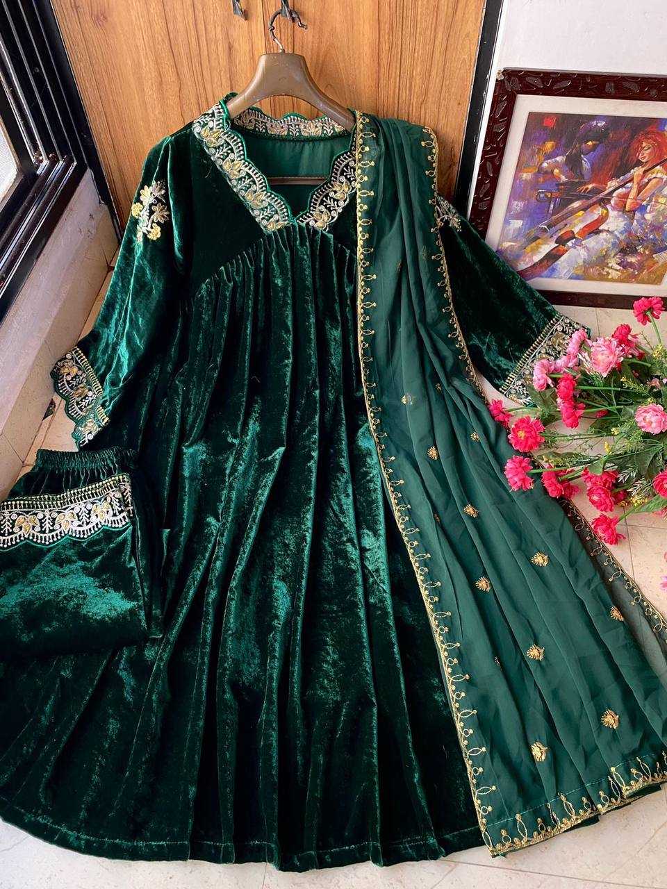 Ynf Velvet KESH492 892 Suits & Dresses Wedding Collections Festive Collections Wholesale Velvet Suits Embroidery Suits Palazzo Suit Manufacturer