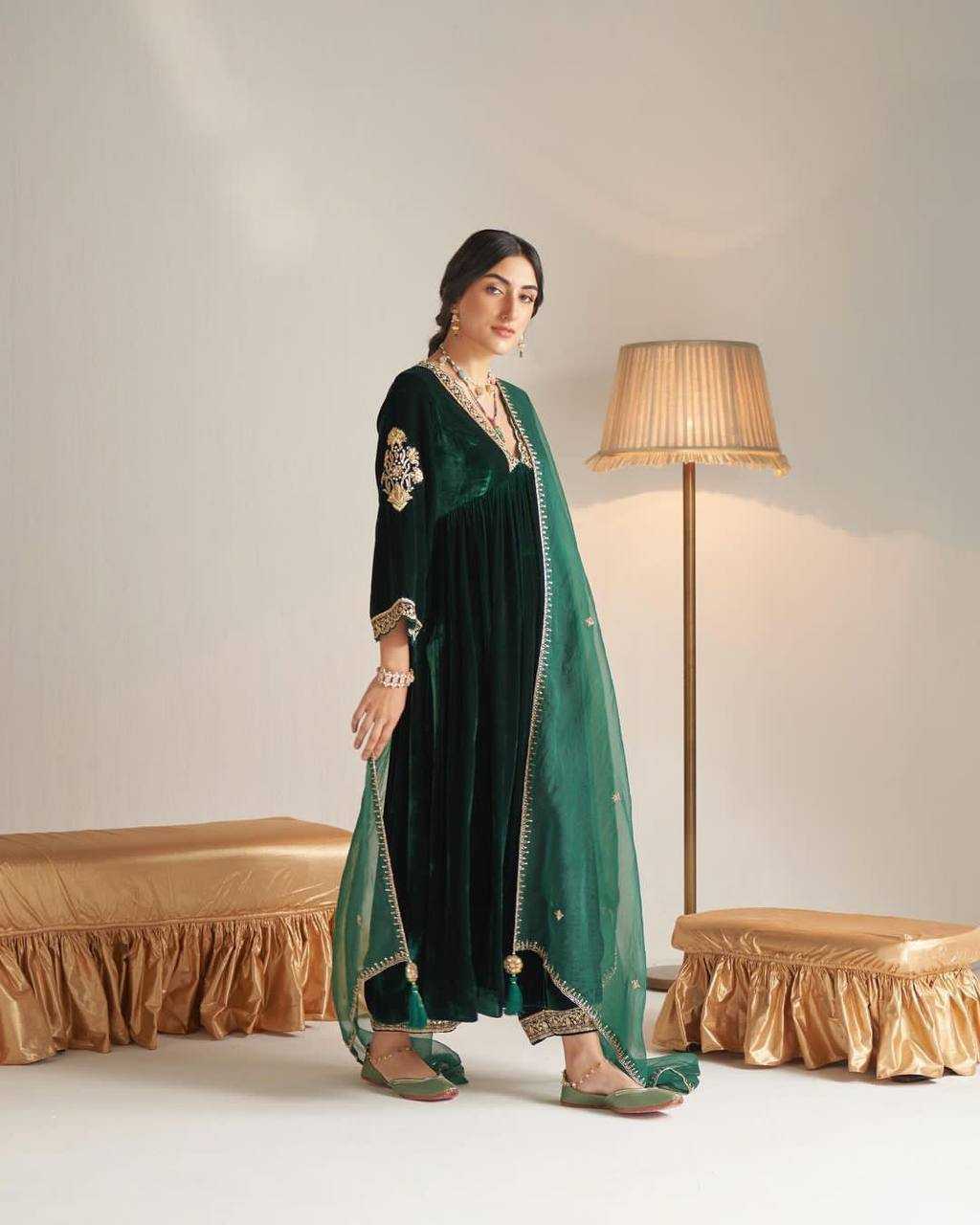 Ynf Velvet KESH492 892 Suits & Dresses Wedding Collections Festive Collections Wholesale Velvet Suits Embroidery Suits Palazzo Suit Manufacturer
