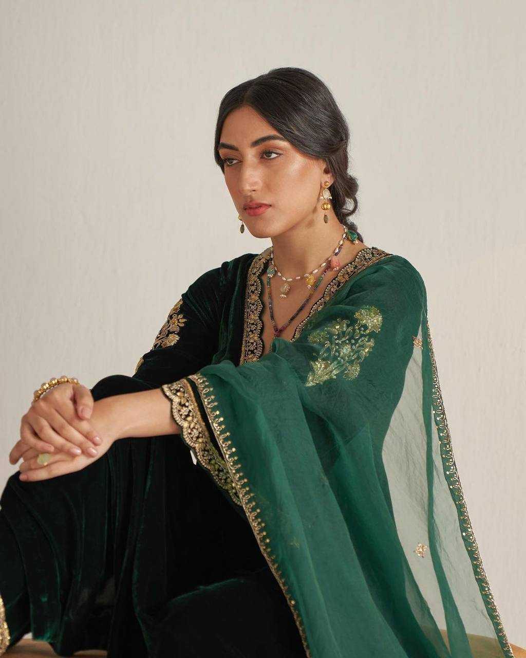 Ynf Velvet KESH492 892 Suits & Dresses Wedding Collections Festive Collections Wholesale Velvet Suits Embroidery Suits Palazzo Suit Manufacturer