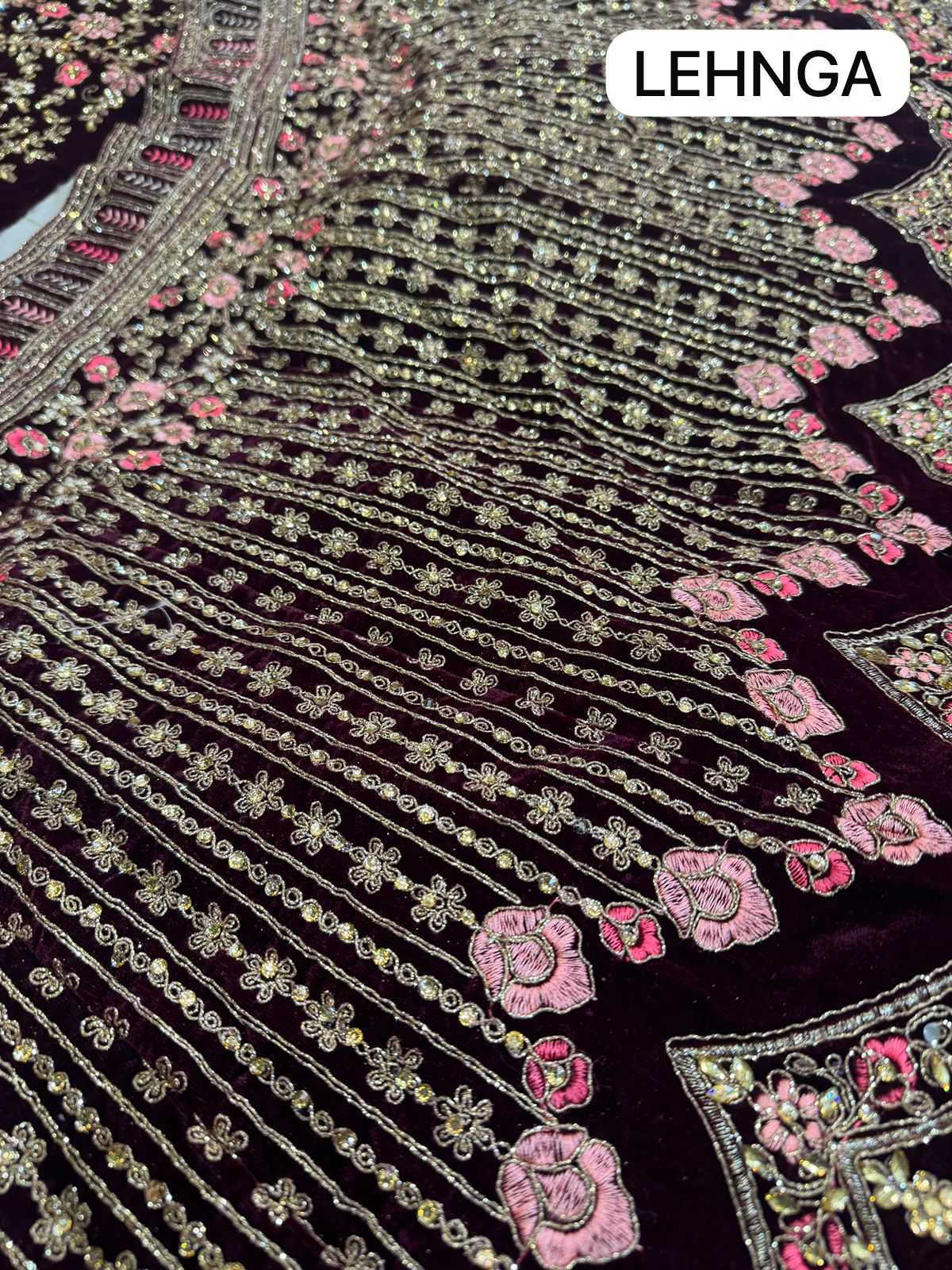 Ynf Velvet KESH494 QUEEN Lehengas Plus Size Collections Wholesale Embroidered Lehenga Velvet Lehenga Zari Work Lehenga Manufacturer