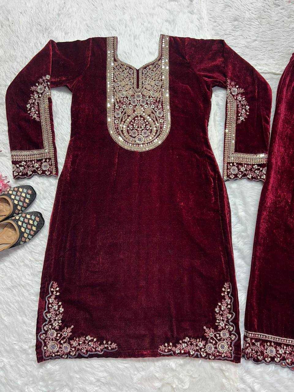Ynf Velvet KESH515 1229 Suits & Dresses Wholesale Velvet Suits Embroidery Suits Party wear suits Manufacturer