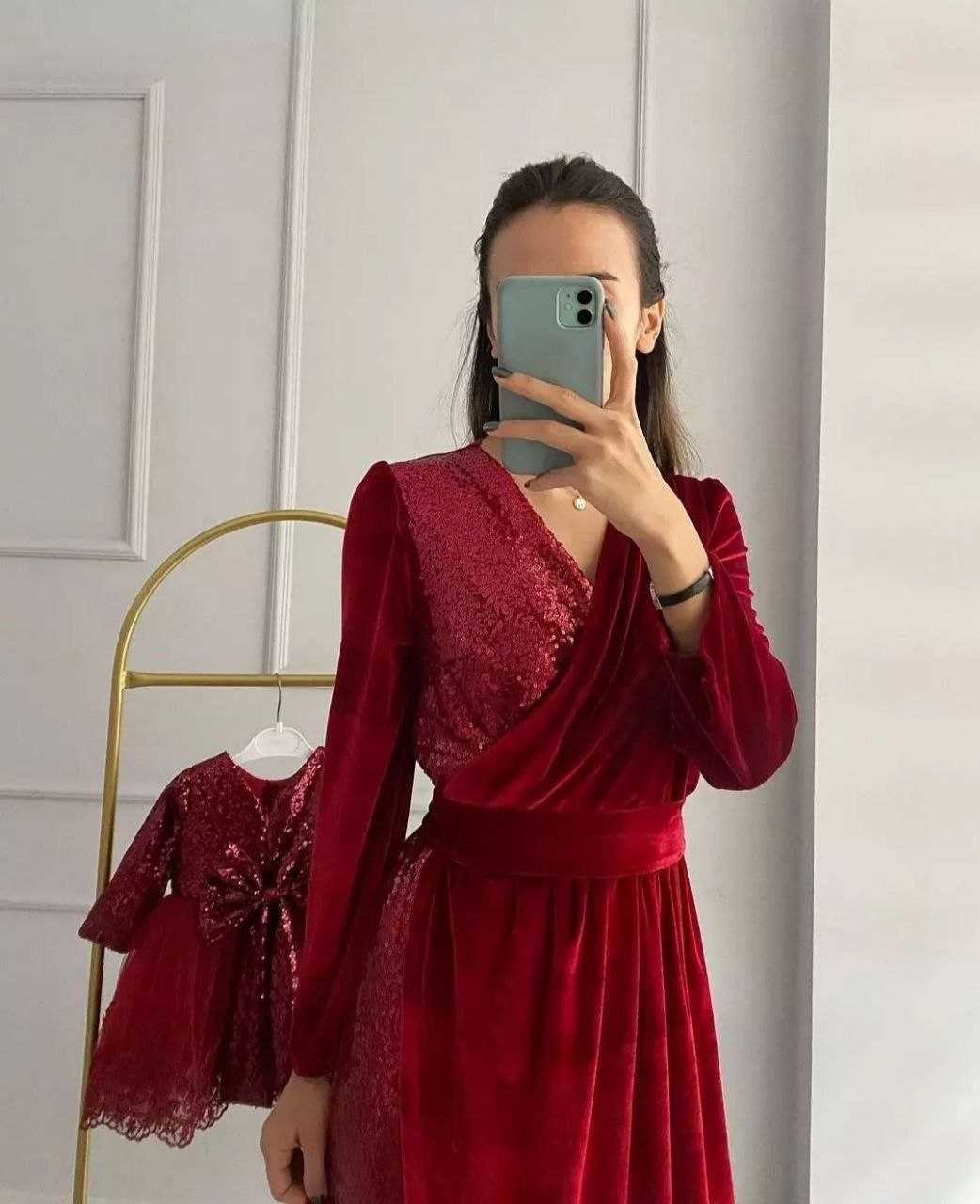 Ynf Velvet RIN157 012 Mother & Daughter Combo Wholesale Mother Daughter Matching Gowns Manufacturer