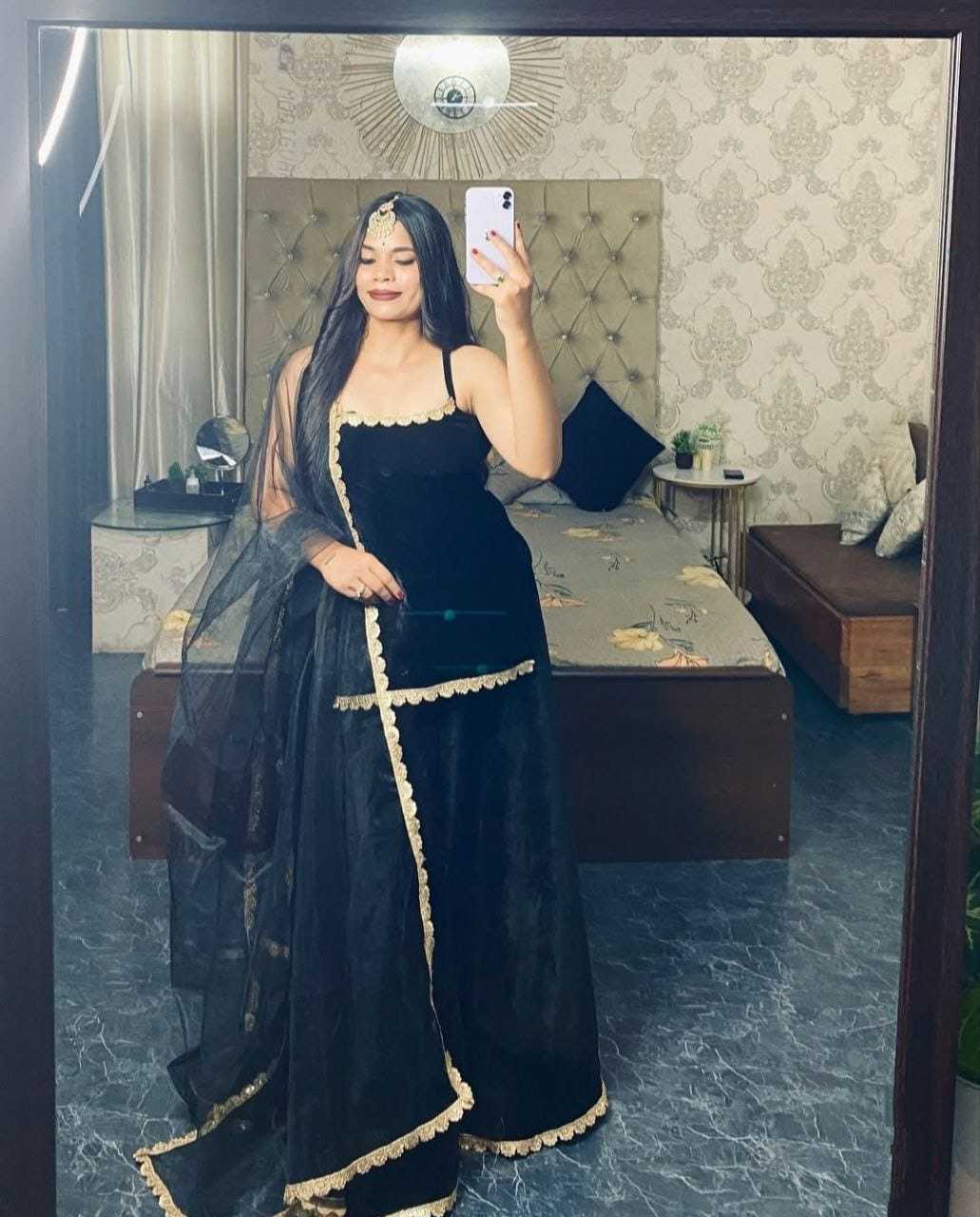 Ynf Velvet RIN157 2123 Suits & Dresses Plus Size Collections Wholesale Velvet Suits Palazzo Suit Black Salwar Suit Manufacturer