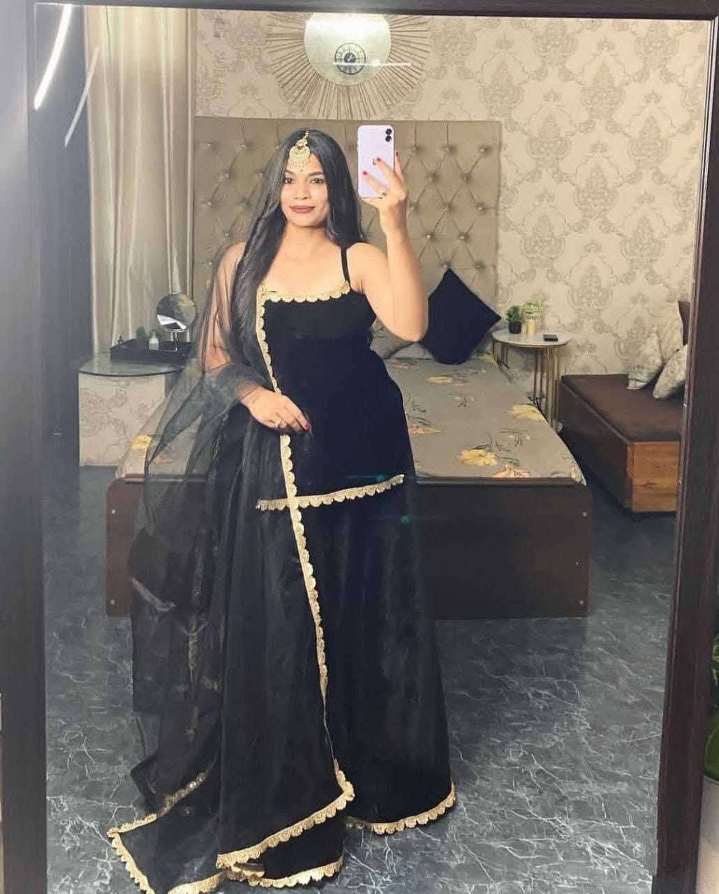 Ynf Velvet RIN157 2123 Suits & Dresses Plus Size Collections Wholesale Velvet Suits Palazzo Suit Black Salwar Suit Manufacturer