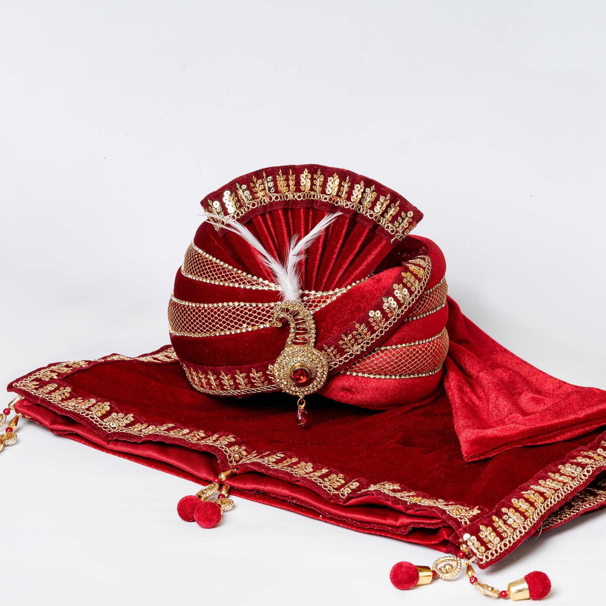 Ynf Velvet RIN223 SD3321 Mens Wedding Safa Wholesale Designer Wedding Safa Royal Safa for Groom Rajasthani Wedding Safa Manufacturer