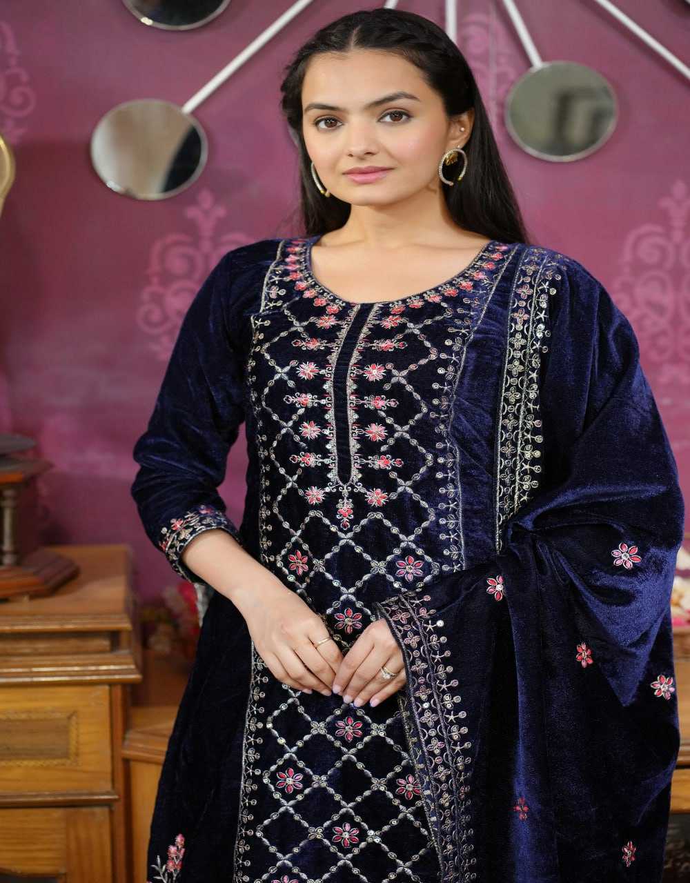 Ynf Velvet RIN232 31 Suits & Dresses Wholesale Velvet Suits Embroidery Suits Party wear suits Manufacturer
