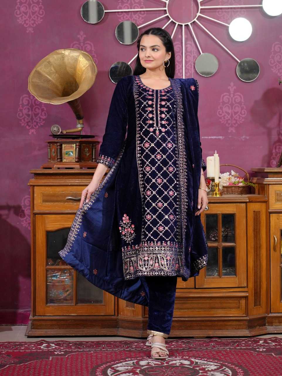 Ynf Velvet RIN232 31 Suits & Dresses Wholesale Velvet Suits Embroidery Suits Party wear suits Manufacturer