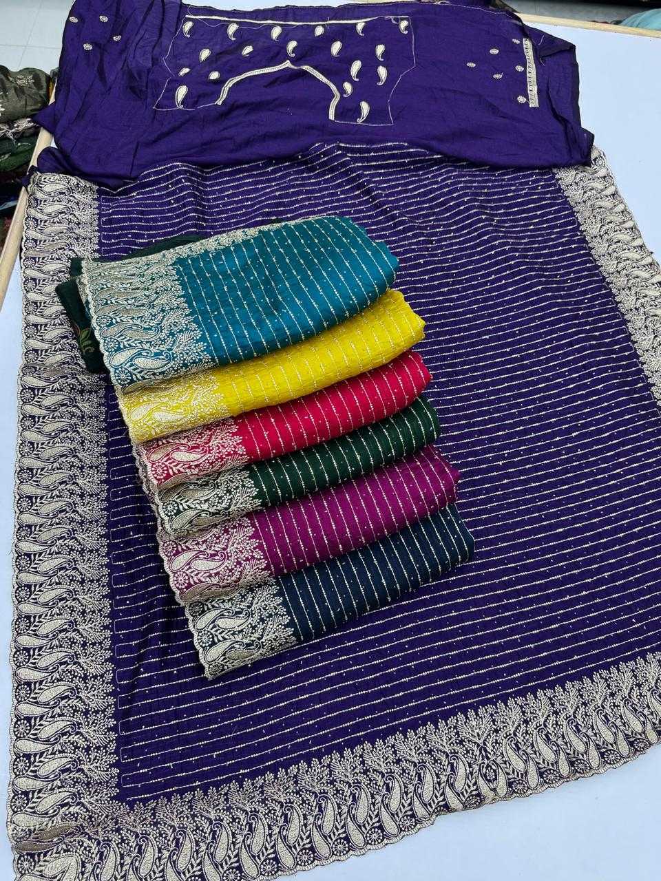 Ynf Vichitra Silk KESH114 2795 Silk Sarees Wholesale Zari Border Silk Sarees Embroidered Silk Sarees Silk Sarees With Stone Work Manufacturer