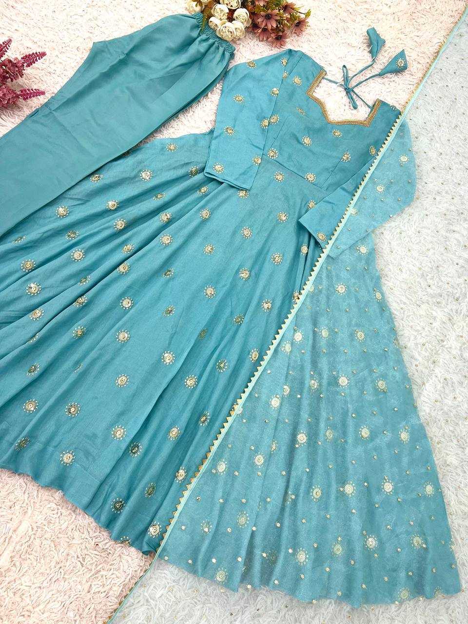 Ynf Vichitra Silk KESH499 524 Gowns Wholesale Printed Gowns Fancy Gowns Embroidery Gowns Sequin Gowns Manufacturer