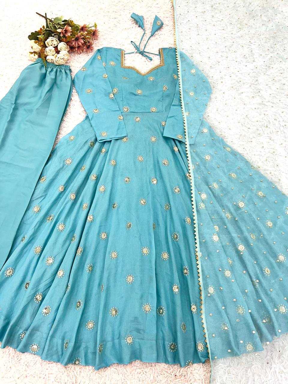 Ynf Vichitra Silk KESH499 524 Gowns Wholesale Printed Gowns Fancy Gowns Embroidery Gowns Sequin Gowns Manufacturer