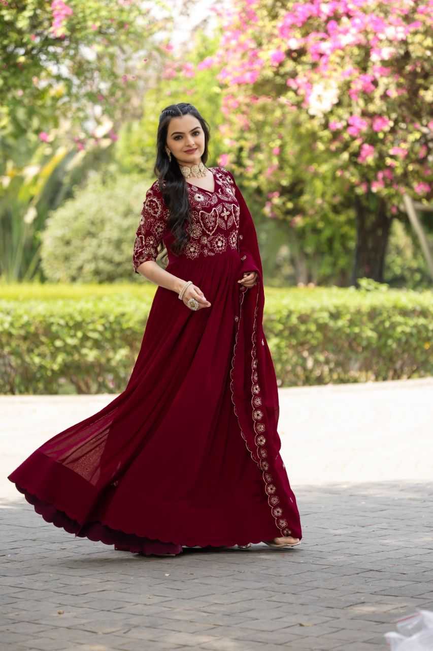 Ynf Vichitra Silk KESH507 1021 Gowns Wholesale Fancy Gowns Embroidery Gowns Designer Gowns Manufacturer