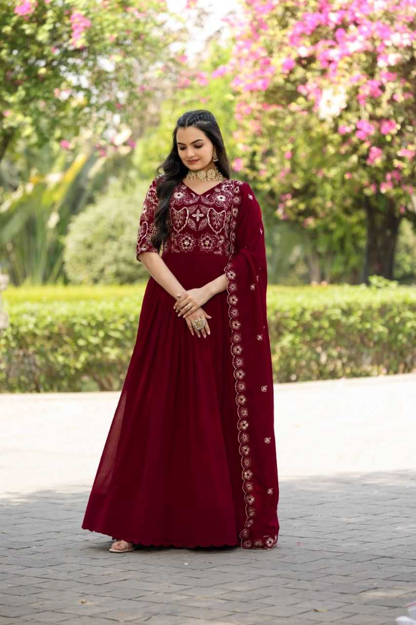 Ynf Vichitra Silk KESH507 1021 Gowns Wholesale Fancy Gowns Embroidery Gowns Designer Gowns Manufacturer