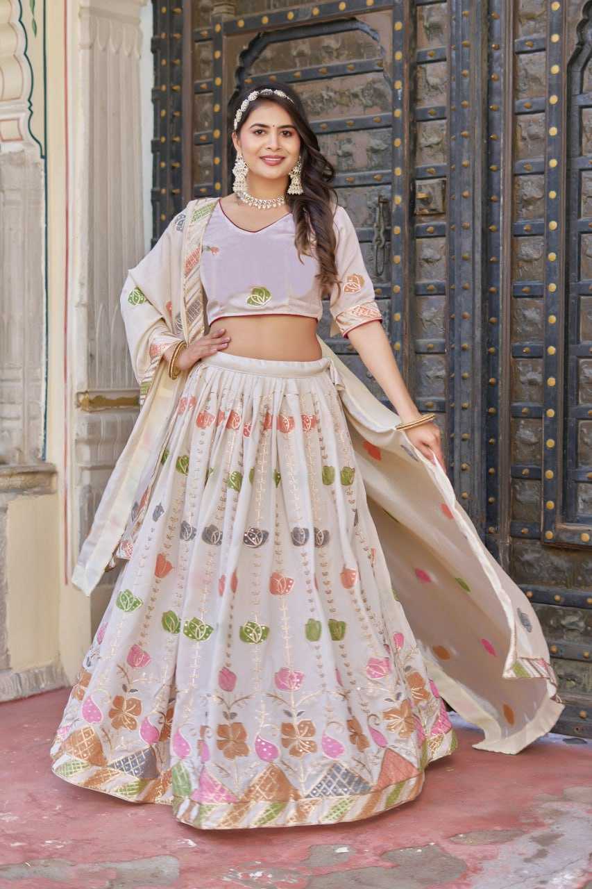 Ynf Vichitra Silk KESH511 Hand print Lehengas Wholesale Traditional Lehenga Silk Lehenga White Lehenga Manufacturer