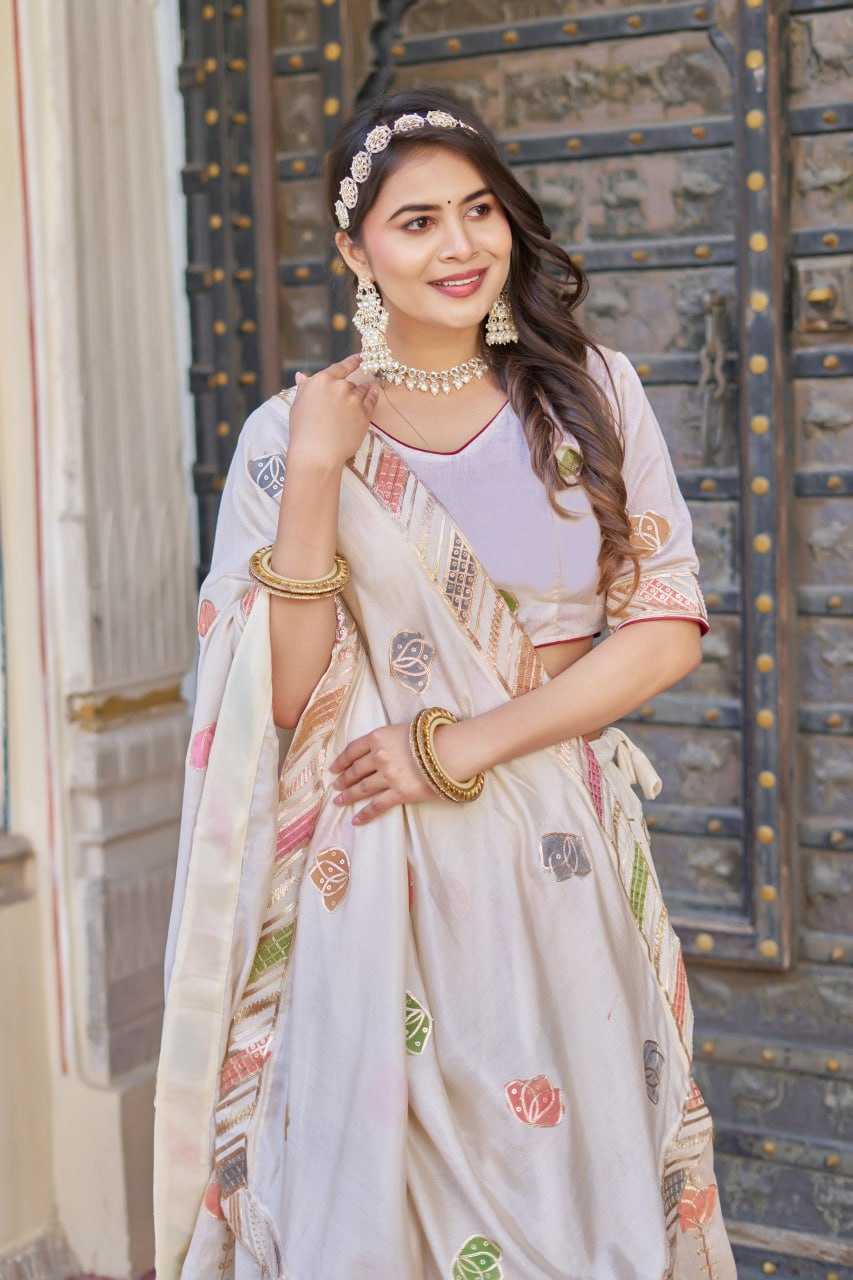 Ynf Vichitra Silk KESH511 Hand print Lehengas Wholesale Traditional Lehenga Silk Lehenga White Lehenga Manufacturer