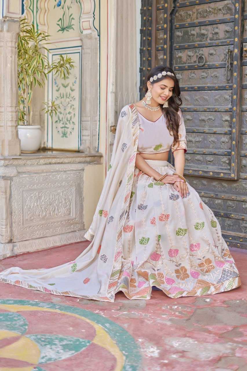Ynf Vichitra Silk KESH511 Hand print Lehengas Wholesale Traditional Lehenga Silk Lehenga White Lehenga Manufacturer