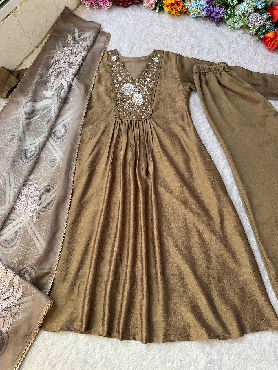 Ynf Vichitra Silk KESH513 459 Gowns Wholesale Fancy Gowns Embroidery Gowns Gown With Dupatta Manufacturer