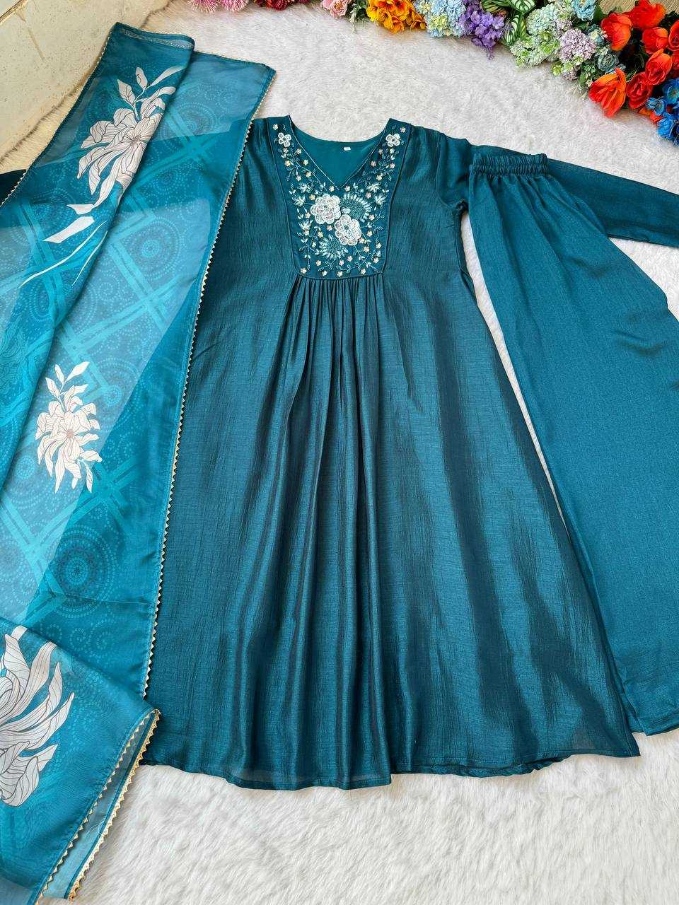 Ynf Vichitra Silk KESH513 459 Gowns Wholesale Fancy Gowns Embroidery Gowns Gown With Dupatta Manufacturer