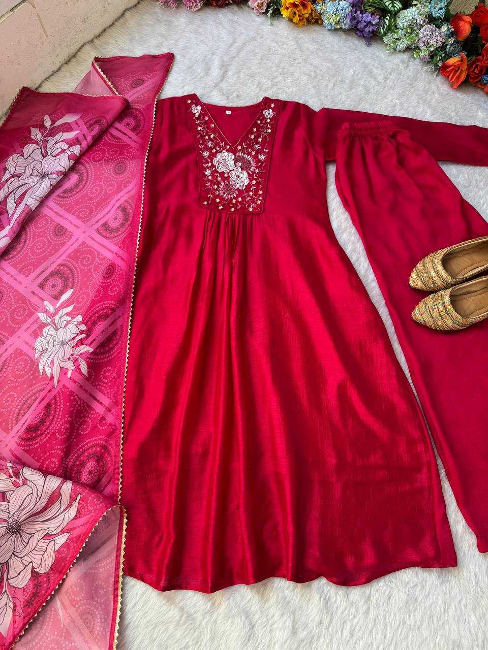 Ynf Vichitra Silk KESH513 459 Gowns Wholesale Fancy Gowns Embroidery Gowns Gown With Dupatta Manufacturer
