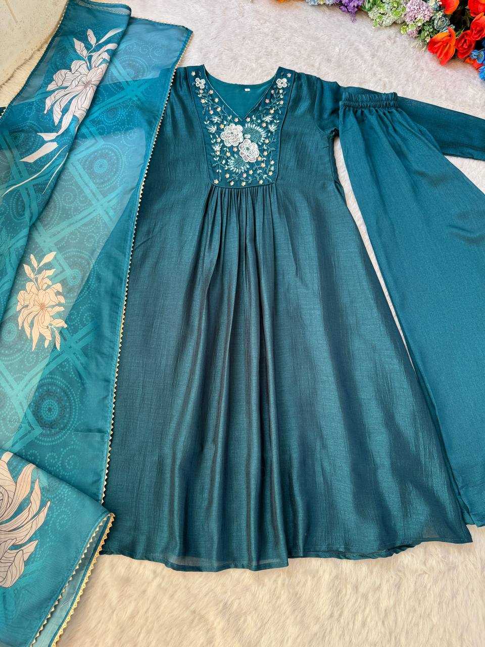 Ynf Vichitra Silk KESH513 459 Gowns Wholesale Fancy Gowns Embroidery Gowns Gown With Dupatta Manufacturer