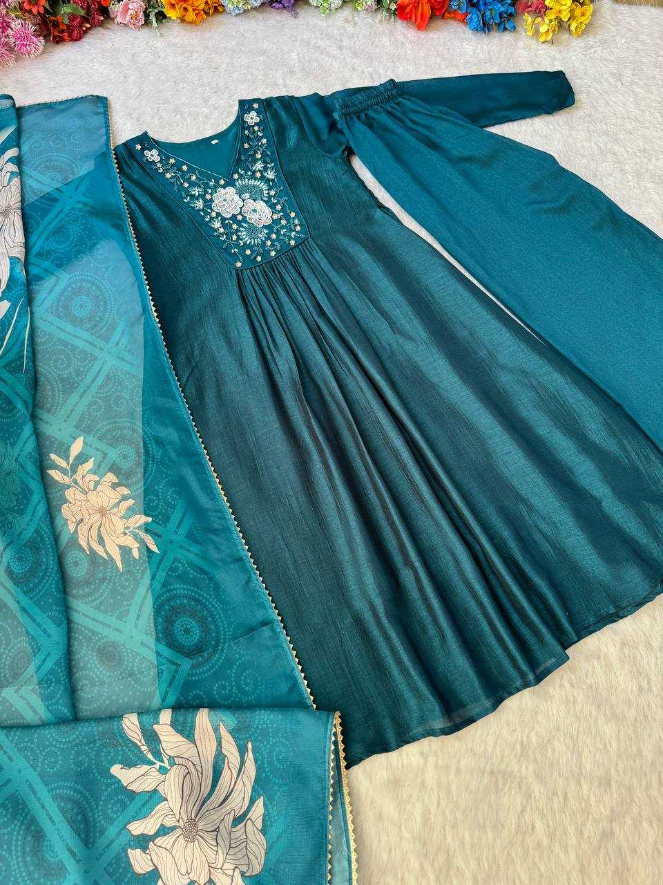 Ynf Vichitra Silk KESH513 459 Gowns Wholesale Fancy Gowns Embroidery Gowns Gown With Dupatta Manufacturer