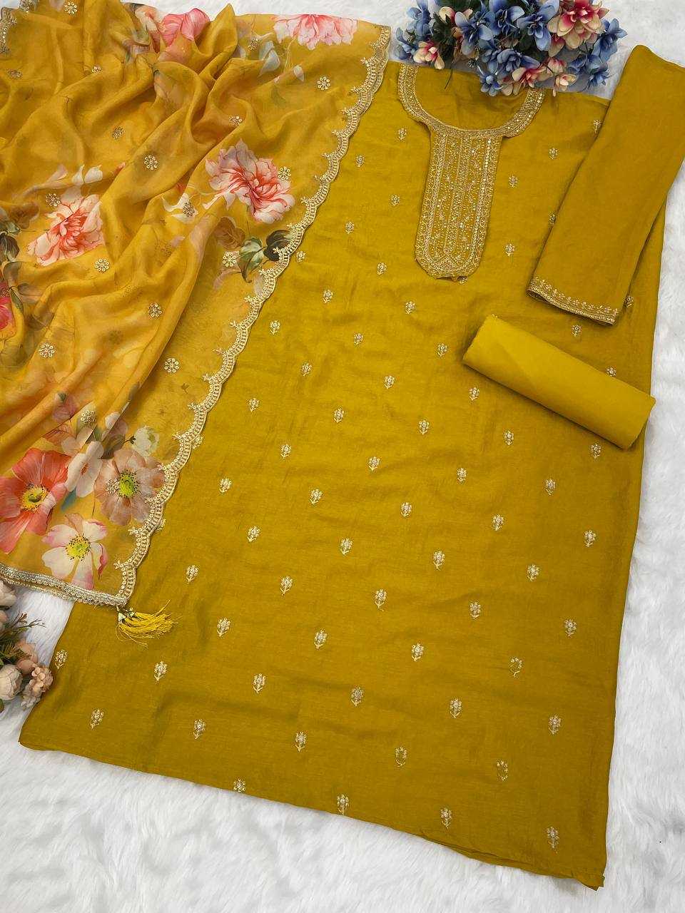 Ynf Vichitra Silk RIN131 709 Suits & Dresses Wedding Collections Festive Collections Wholesale Ladies Silk Suit Suit Material Embroidered Suits Manufacturer