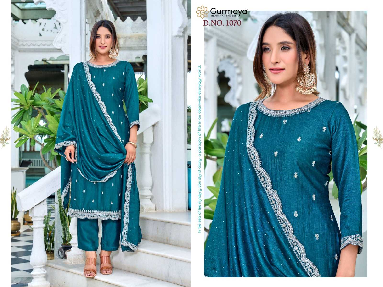 Ynf Vichitra Silk RIN190 AANCHI-1070 Setwise Collections Wholesale Dresses & Suits Catalogs Manufacturer
