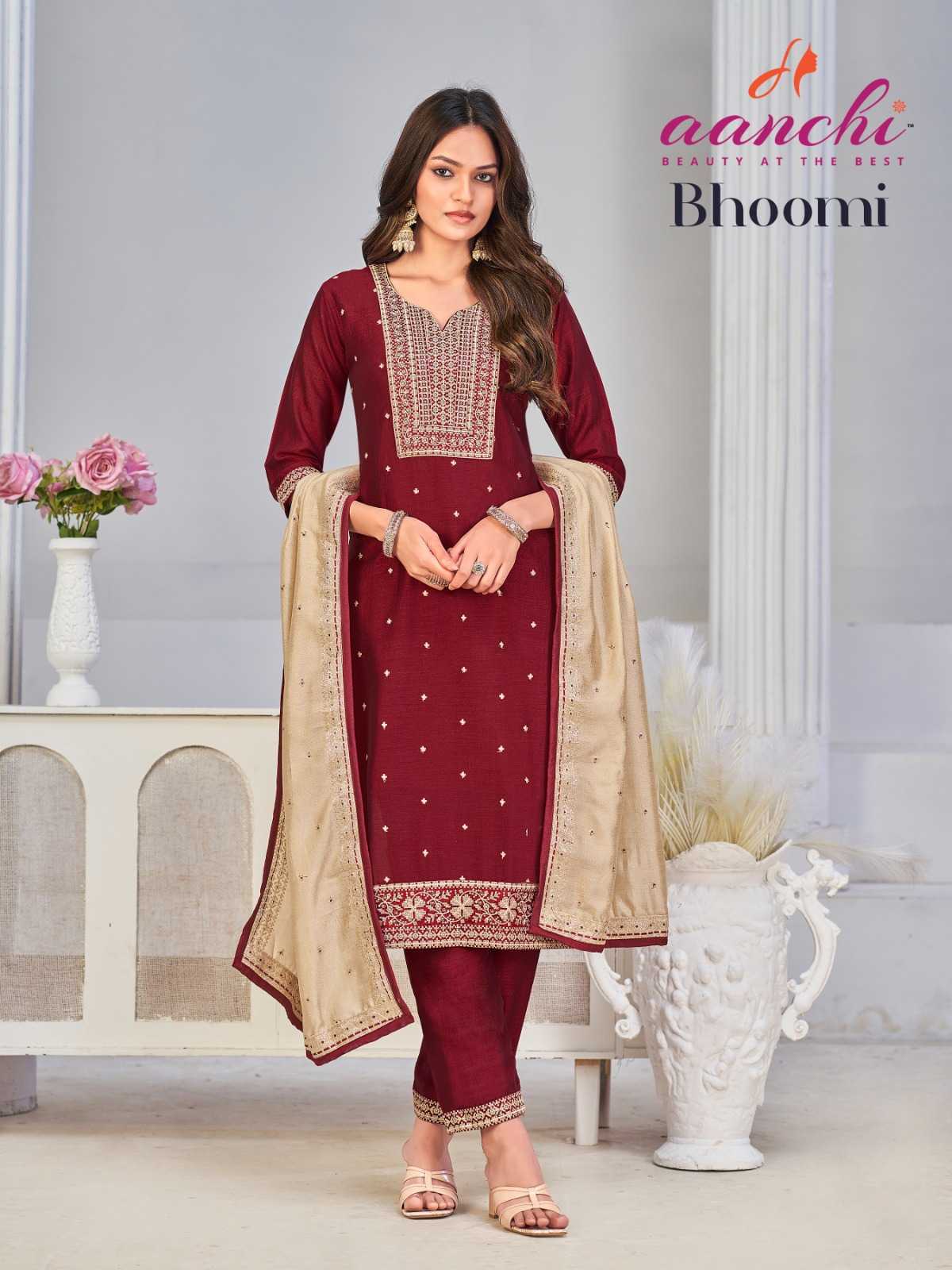Ynf Vichitra Silk RIN190 AANCHI-BHOOMI Setwise Collections Wholesale Dresses & Suits Catalogs Manufacturer