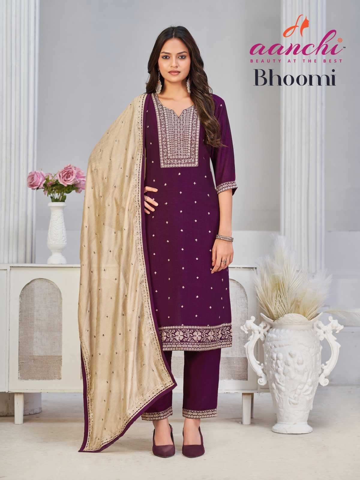 Ynf Vichitra Silk RIN190 AANCHI-BHOOMI Setwise Collections Wholesale Dresses & Suits Catalogs Manufacturer