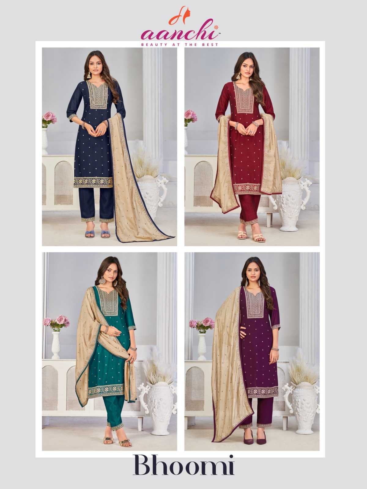 Ynf Vichitra Silk RIN190 AANCHI-BHOOMI Setwise Collections Wholesale Dresses & Suits Catalogs Manufacturer