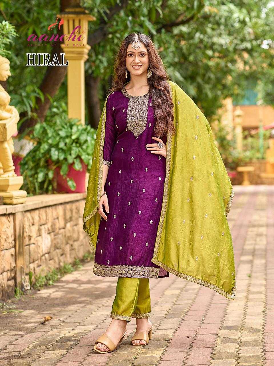 Ynf Vichitra Silk RIN190 AANCHI-HIRAL Setwise Collections Wholesale Kurtis Catalogs Manufacturer